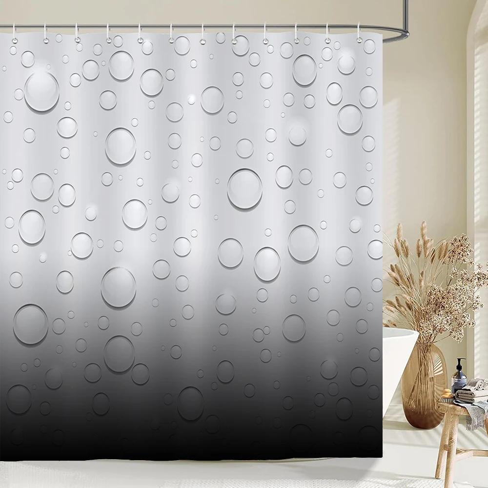 Gray Gradient Art Water Droplets Shower Curtain Print Modern Nordic Minimalist Polyster Home Decor Bathroom Curtain With Hooks