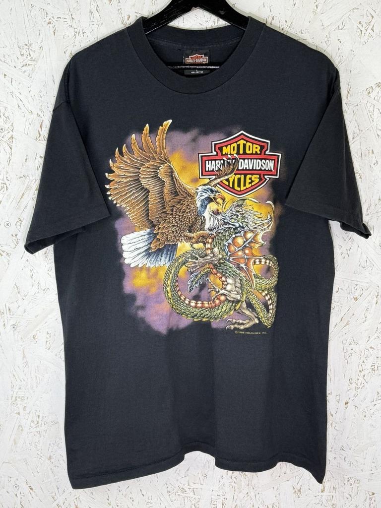 80s Harley Davidson 1988 Eagle Dragon Holoubek Moto Racing Florida T-Shirt L Unisex T-Shirt