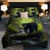 3pcs Green Lawn Brown Bear 3D Printed Bedding Set Comfortable Duvet Cover King Queen Twin Size Birthday Gift Bedroom Decoration