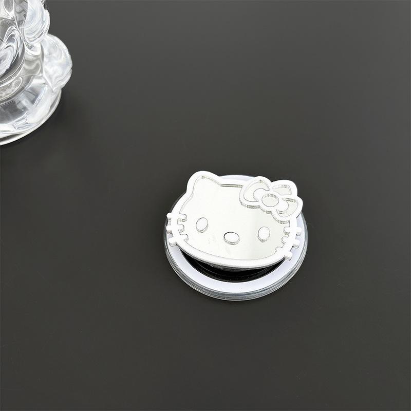 

Cartoon Kt Cat Mirror Sticker Mobile Phone Airbag Bracket Magnetic Suction Retractable Portable Makeup Mirror Portable Niche Ring Buckle