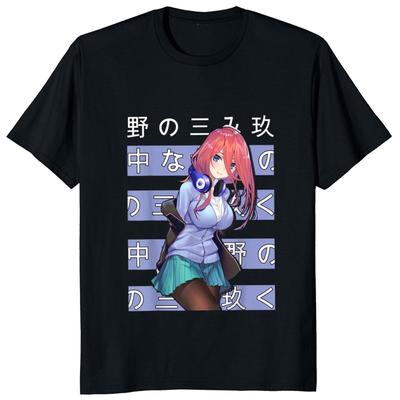 Camiseta Divertida Personagem de Anime Fãs de Mangá 100% Algodão Verão Casual Oversized Unissex Tamanho UE Camisetas Miku Nakano Camisetas