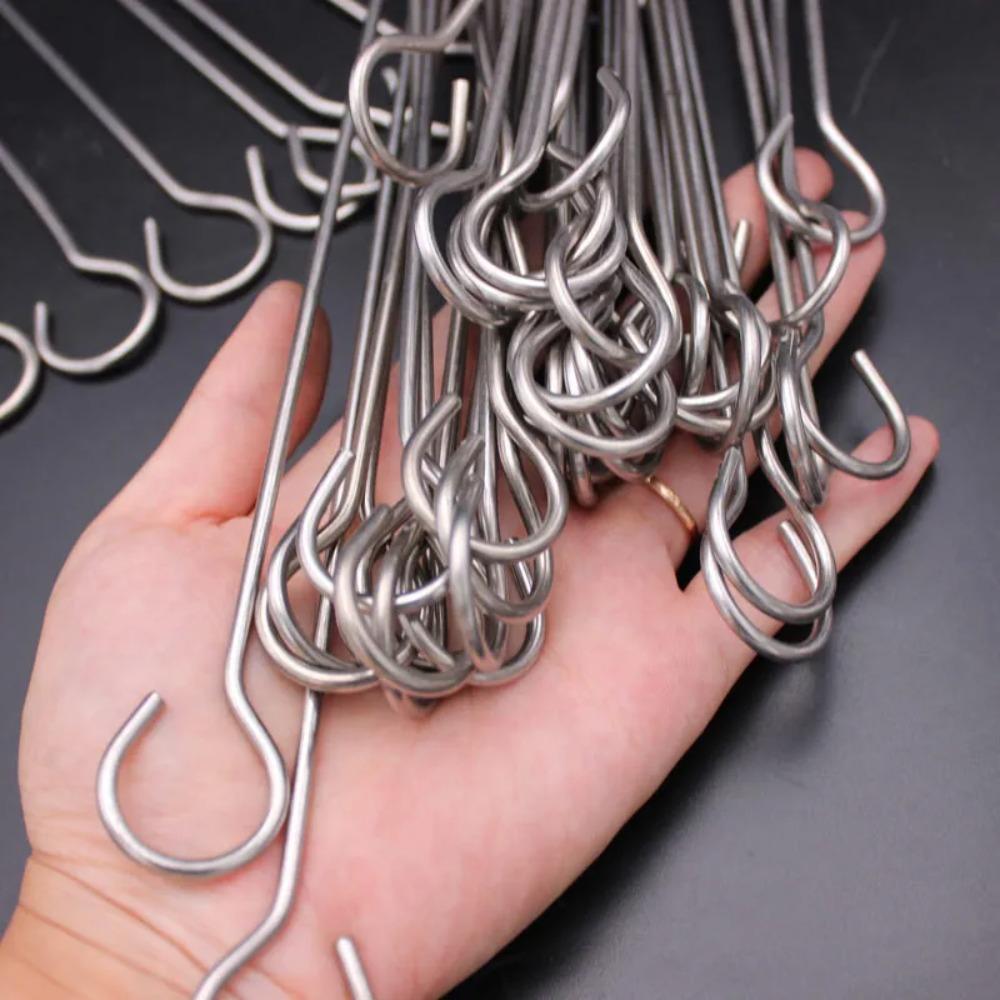20pcs 20/25/30cm Roast Goose Needle Reusable BBQ Skewers Stainless Steel Barbecue Skewer  Picnic