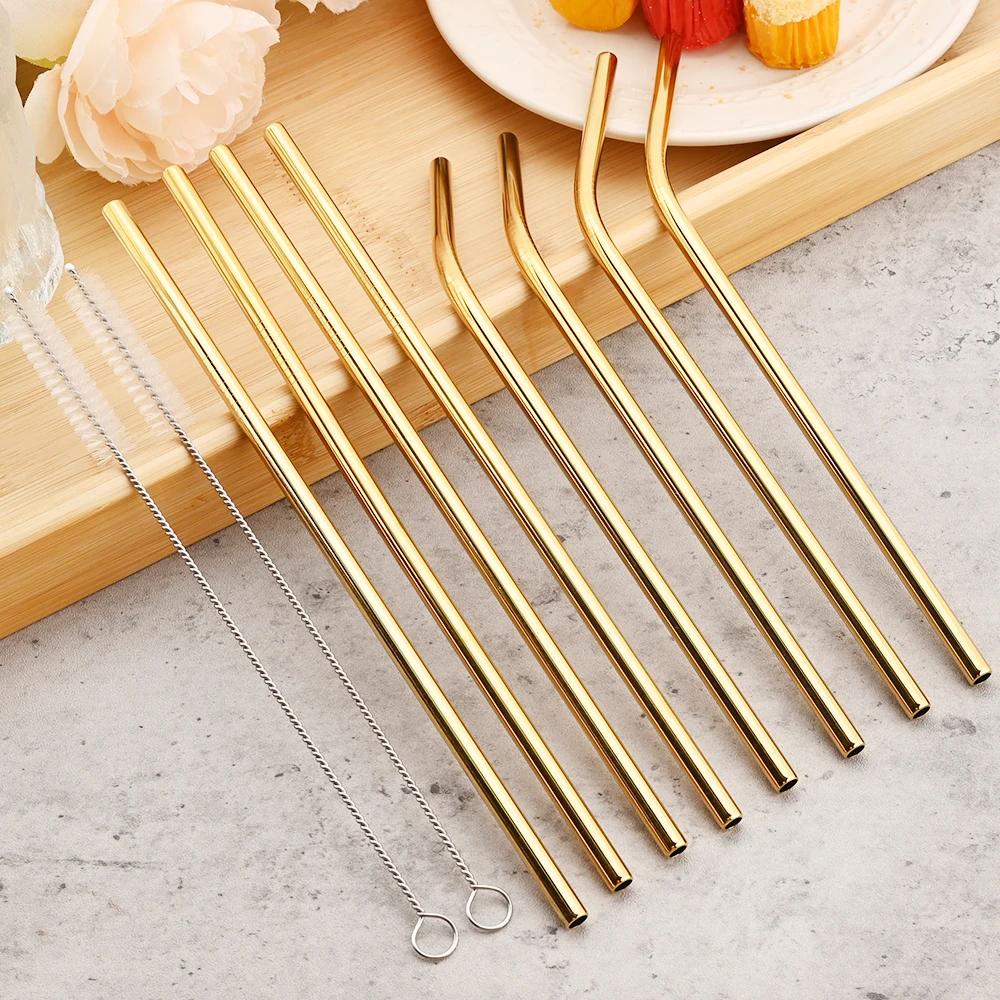 32Pcs Red Gold Dinnerware Stainless Steel Cutlery Set Knife Fork Tea Spoon Drink Straw Flatware Set Kitchen Flatware Tableware