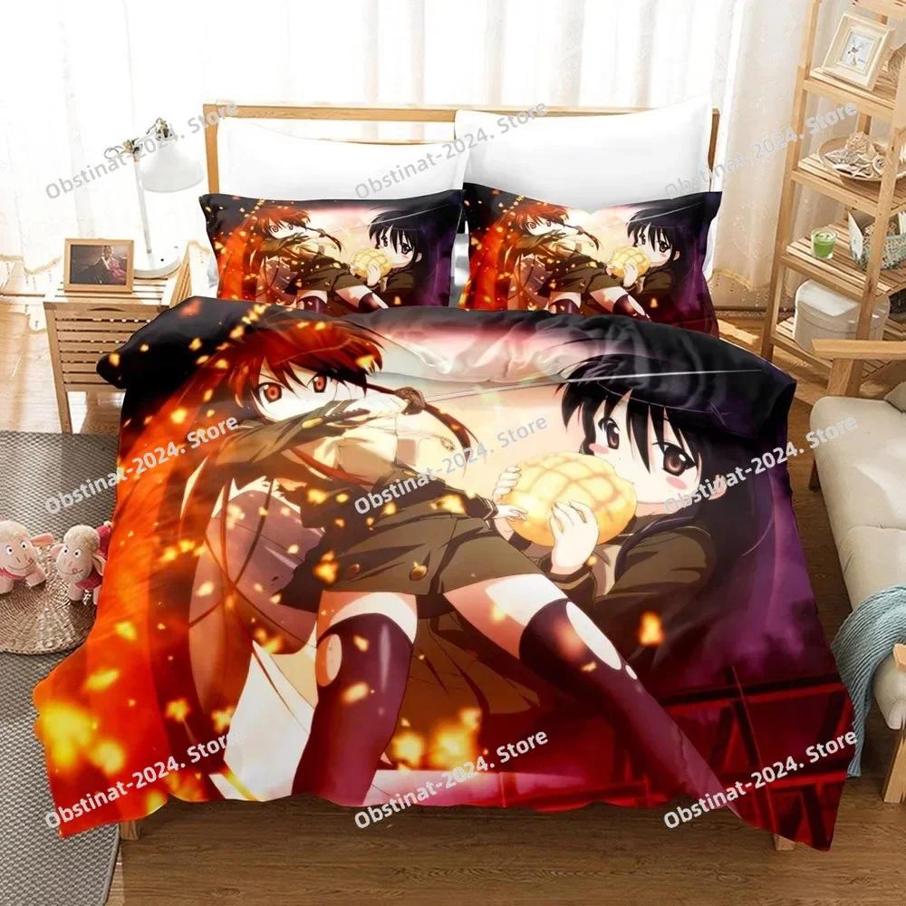 Kawai Girl Shakugan No Shana Beding Set Printed Bed Linen Set With Pilowcase Soft Duvet Cover Soft Single Double Quen Super King-Sized Dimensionsd
