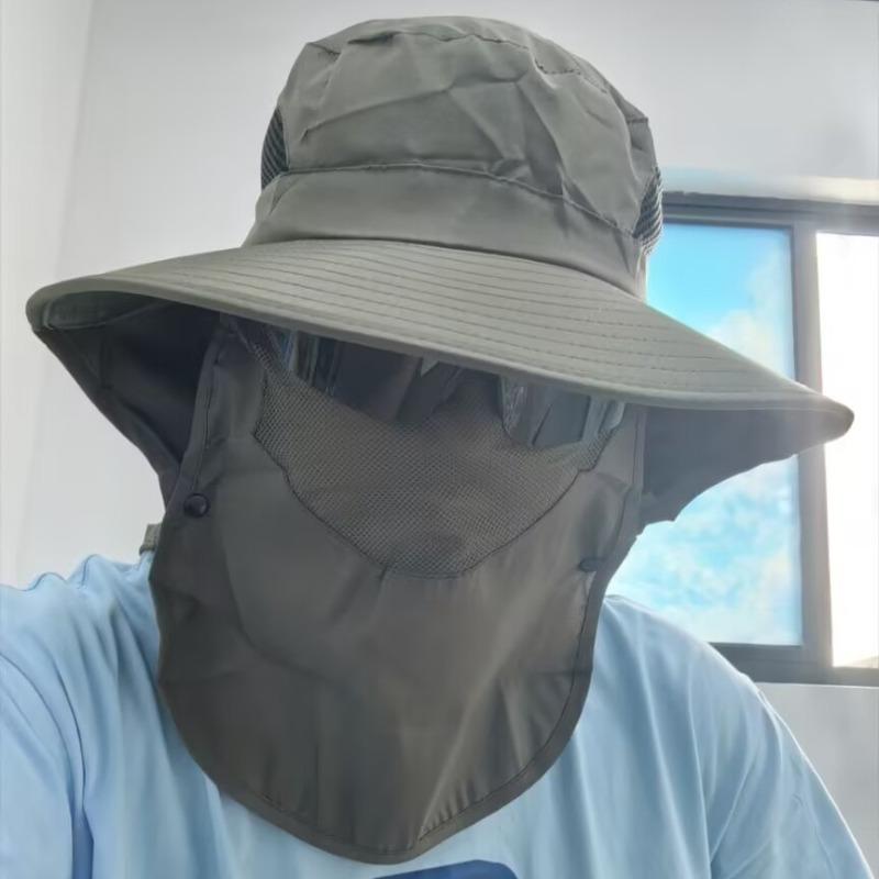 

Upf50+ Sun Hat For Men Detachable Face Neck Cover Outdoor Fishing Hiking Uv Protection Breathable Quick Dry Safari Cap
