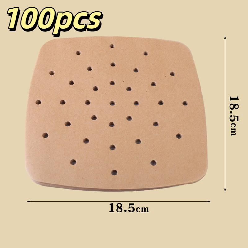 100Pcs Air Fryer Paper Disposable Air Fryer Parchment Kraft Paper Liners Non-Stick Steamer Liners For Oven Microwave Steaming
