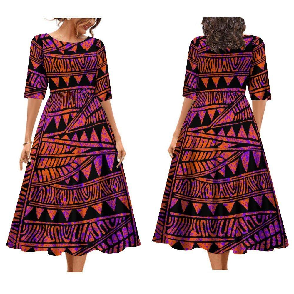 2025 Women s Dress Summer Short Sleeve High Quality Dress Soft Fabric Art Maxi Summer Polynesian Custom Maxi Dress S