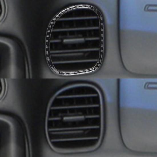 2x Carbon Fiber Co-Pilot Air Vent Frame Sticker For Chevrolet Corvette C5 99 00