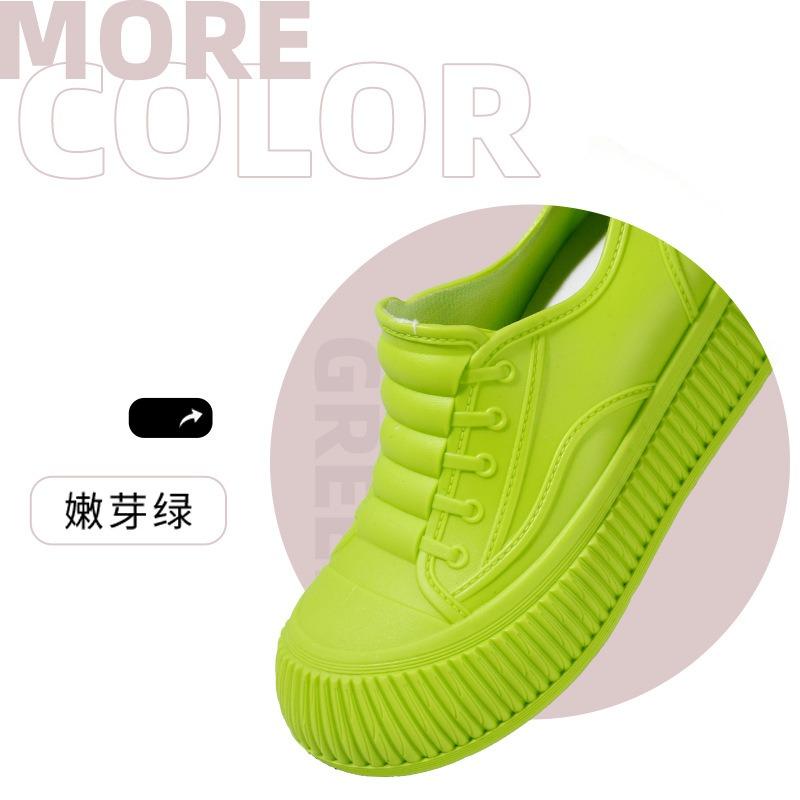 

Модные женские спортивные увеличивающие рост дождевые сапоги легкие и удобные для улицы в дождливую погоду, имитация белых туфель, короткие водные туфли, резиновые туфли 40