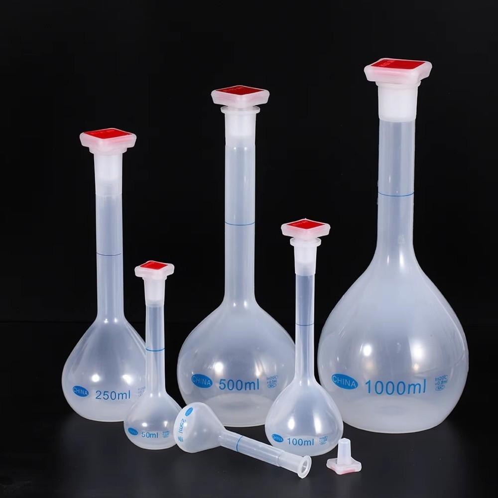 25/50/100/250/500/1000ml Messkolben mit Stopfen Langer Hals Messkolben Kunststoff Graduierte Flasche