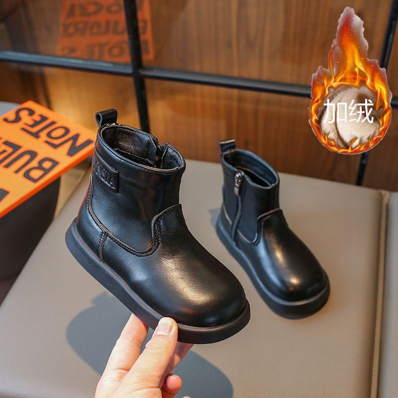 

Дитячі чоботи Зима Нові оксамитові жіночі чоботи-скарби Бавовняні чоботи Модні шкіряні чоботи Дитячі чоботи Короткі чоботи для дівчаток 23 чорний