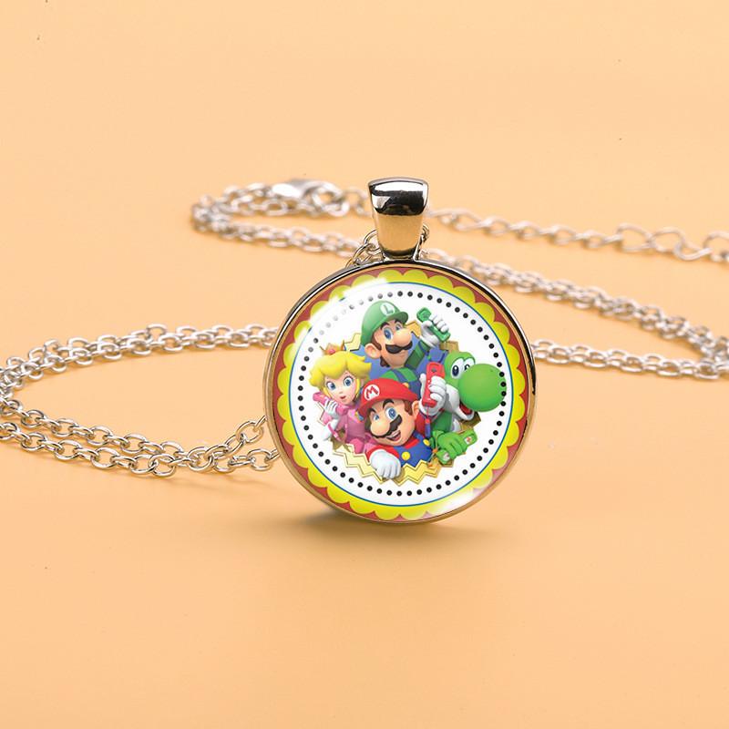 Adorable Cartoon Mario Necklace With Charming Princess Peach Pendant For Stylish Sweater Accessory