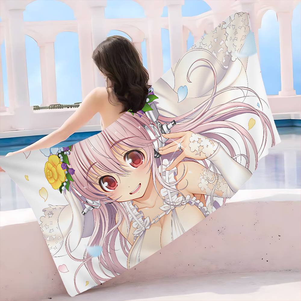 Super Sonico Manga Anime Microfiber Printed Beach Towel Mountain Climbing Yoga Beach Swimming Running Absorbent Soft Towel
