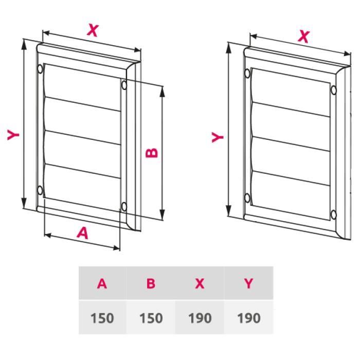 Grille d'aération - KOTARBAU - 140x140 mm - Blanc - Lamelles verrouillables - Fixation murale