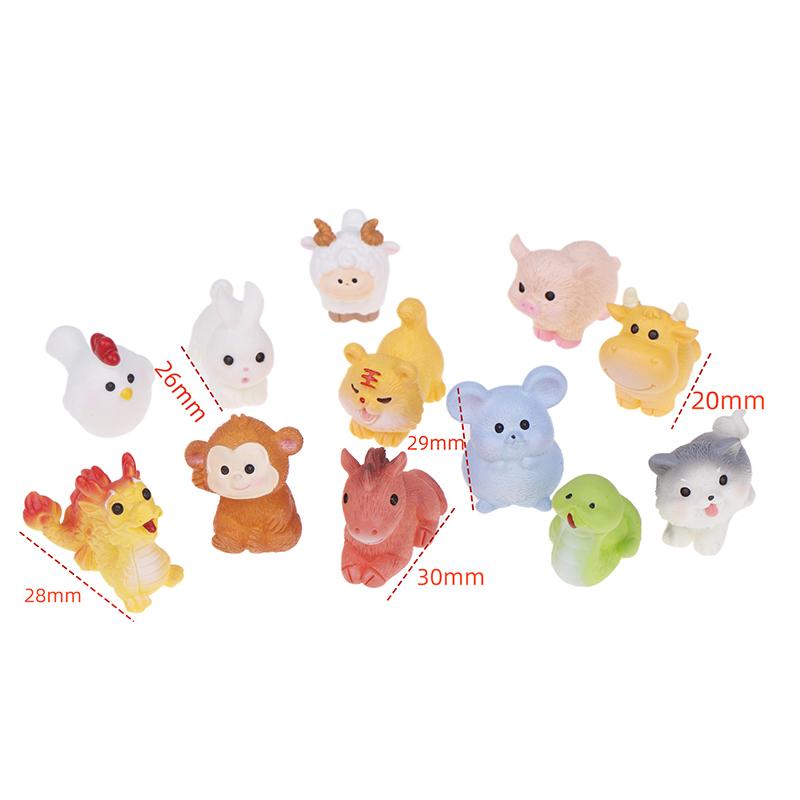1PC Miniature 12 Zodiac Resin Doll Figurines Crafts Realistic Animals For Micro Landscape Scene Decoration DIY Accessories