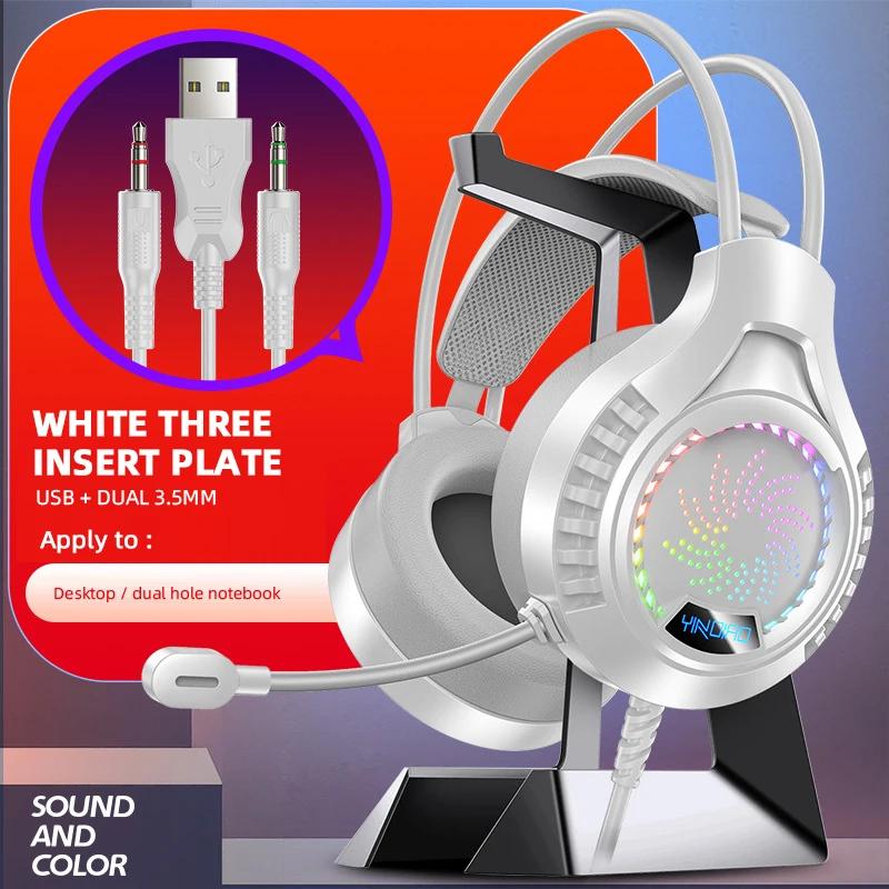 Ze sterowaniem głośnością mikrofonu Słuchawki do gier PC 3,5 mm Podświetlenie LED Przewodowe Nauszne Słuchawki dla graczy Stereo Zestaw słuchawkowy do gier
