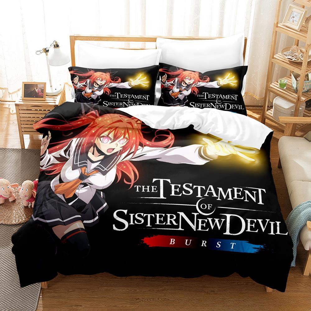 The Testament of Sister New Devil Bedding Set Cartoon Anime Three-piece Set Adult Kid Bedroom Duvetcover Sets 3D Bikini Girl Bed