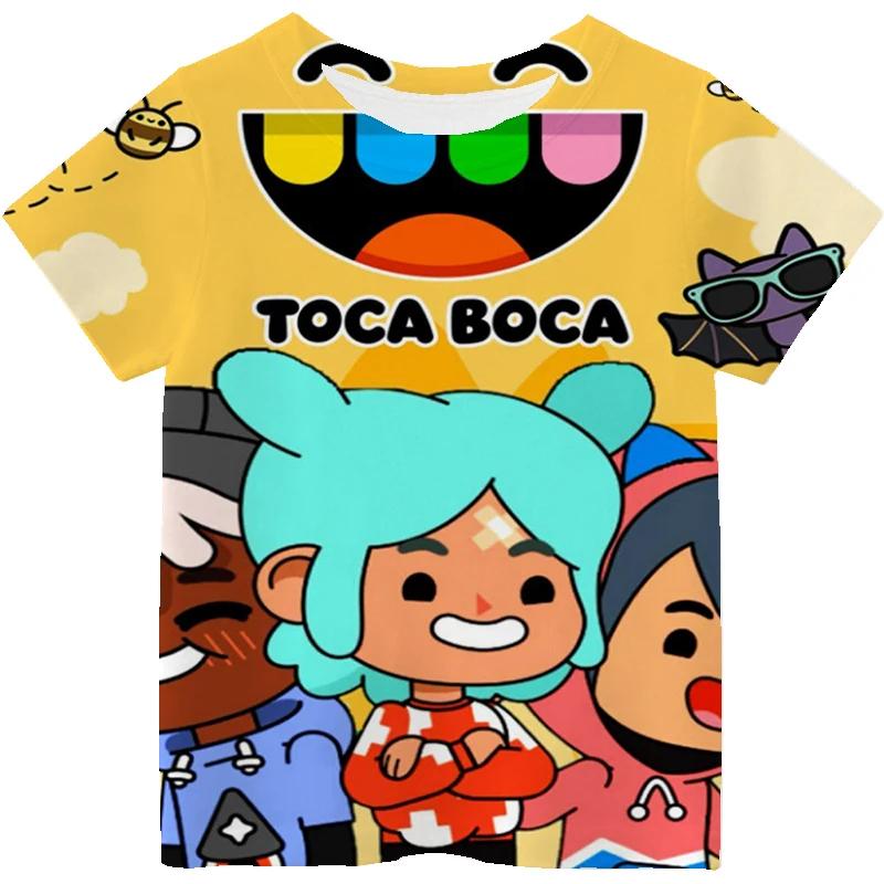 Magliette Cartoon Toca Boca per Bambini Toca Life World Stampa Manica Corta Ragazzi Ragazze Top Casual Streetwear Primavera Estate T-Shirt
