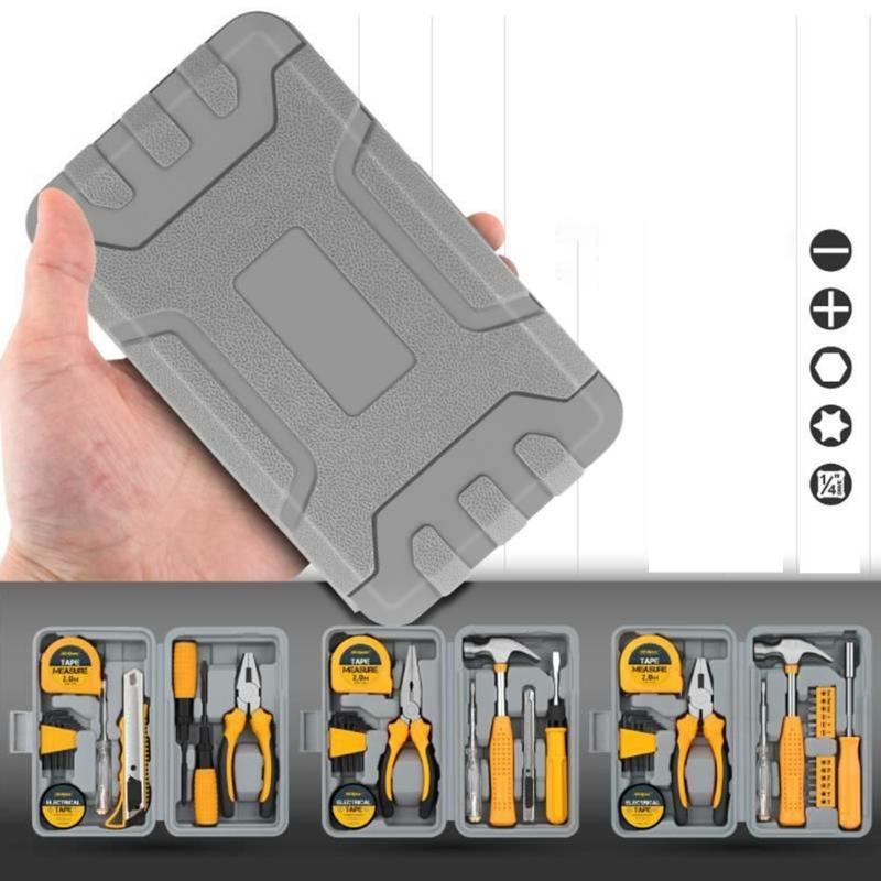 Complete Household Tool Including Hexagonal Wrenches Screwdriver Pliers Comfortable Grip Handles Compact Storage Case