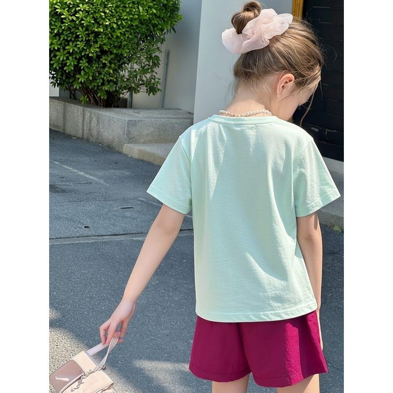 Brand Children's Clothing Summer New Style Girls' Cartoon Fruit Print Short-Sleeved Tops Korean Style Pure Cotton T-Shirts Children's Clothes