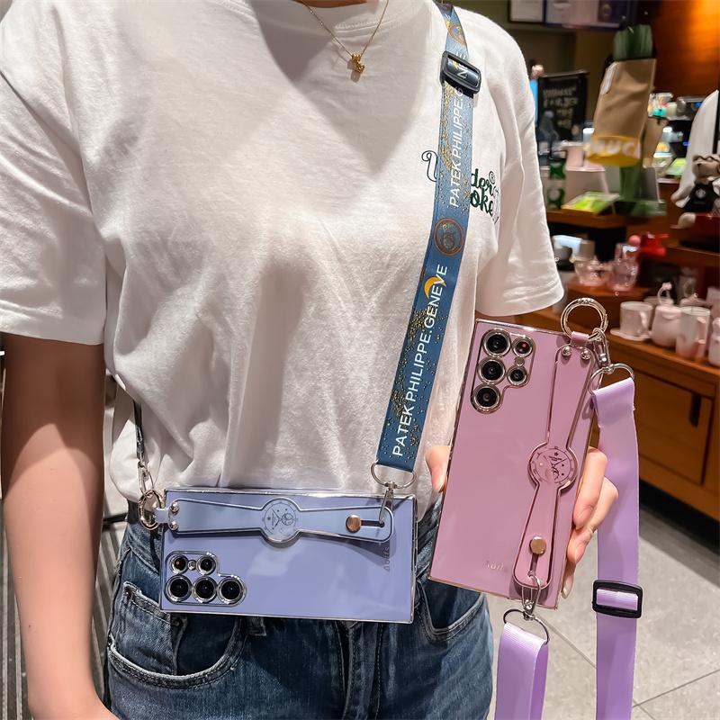 Plätering Klocka Armband Telefonhållare Crossbody Fodral För iphone 14 13 12 11 Pro max/Samsung S22 S21 S23 Ultra A13 A23 A33 A53 A12 A22 A32 A52 A14 A54