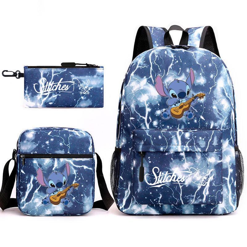 School Season Student Backpack Heat Transfer Backpack Satchel Pencil Bag Three-Piece Set