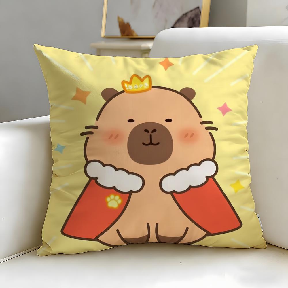 classic animal Capybara Cushion Cover Soft & Easy-Wash Pillow Case – Versatile for Couch, Bed, Travel and Office