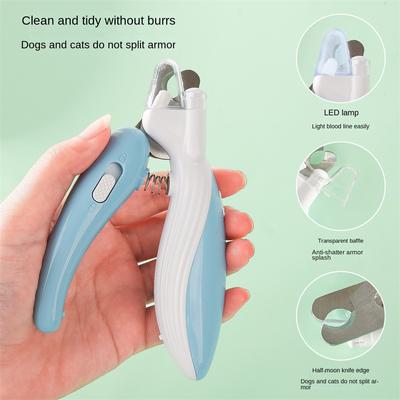 Tiernagelschere mit LED-Licht Tierkrallenpflegeschere für Hunde Katzen Kleintiere Pfotennagelschneider Tiernagelschere Werkzeug