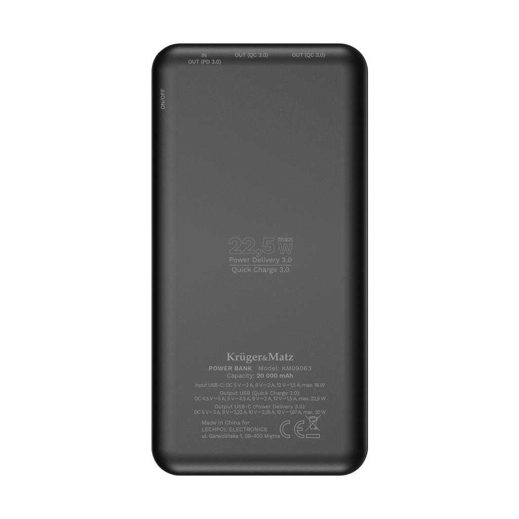 POWER BANK Kruger&Matz 20000 mAh Li-pol with QC and PD function