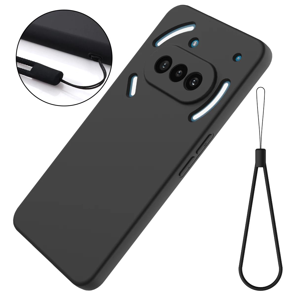 

Luxury Liquid Silicone Phone Case for Nothing Phone 3A Pro Shockproof Matte Soft Bumper Lanyard Cover for Nothing Phone 3A 3APro Nothing Phone 3 чорний