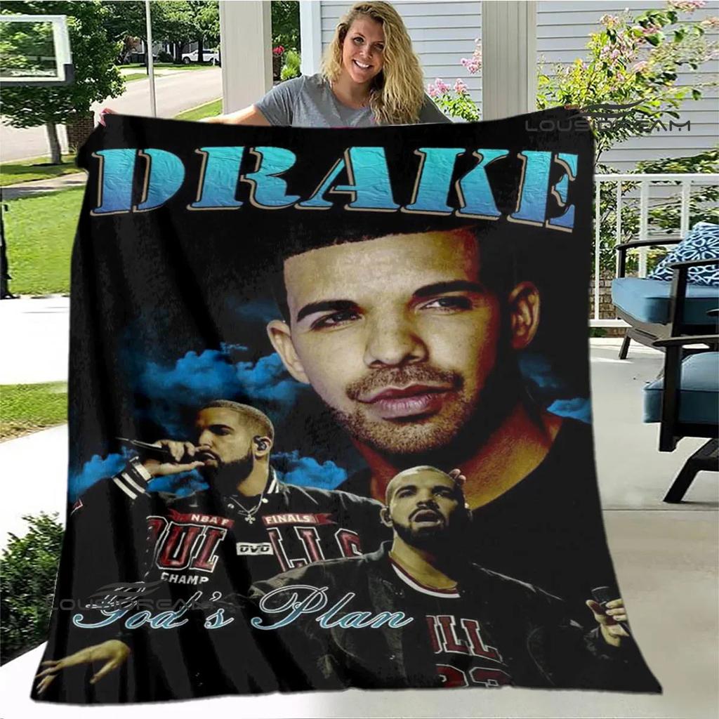 Rapper Drake Coperte Stampate 3D Calda Coperta in Flanella Morbida e Accogliente Coperte da Viaggio Fodere per Letto Regalo di Compleanno