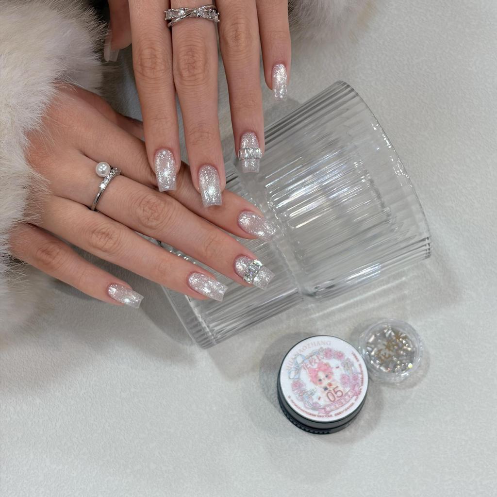 Flower Principal Damp Cat Eye Gel: Versatile Viral White Porcelain Glass Beads for Nail Whitening
