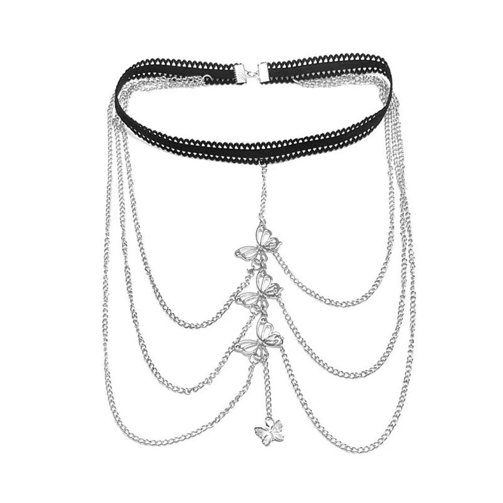 Multi-layered Butterfly Tassel Leg Chain Fashion Versatile Body Accessories Chain Jewelry Craft V4A9