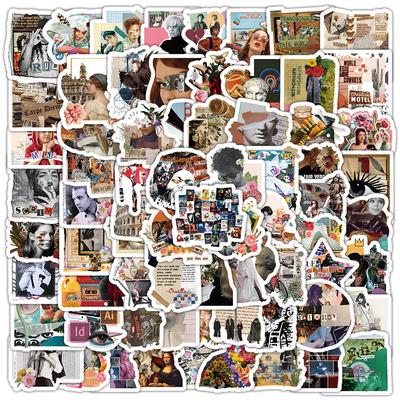 100Pcs/Set Retro Splice Collage Art Mini Stickers DIY Fashion Decals Stickers