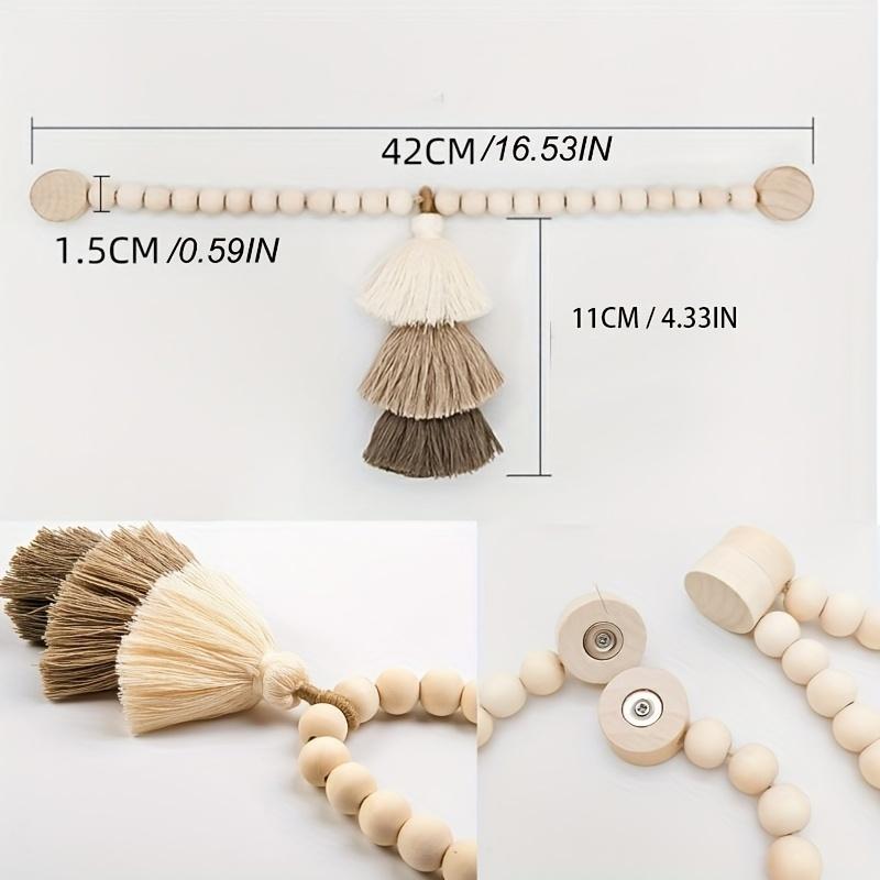 2pcs Bohemian Farmhouse Curtain Ties - Handmade Wooden Bead Curtain Ties for Bedroom and Living Room Home Decor