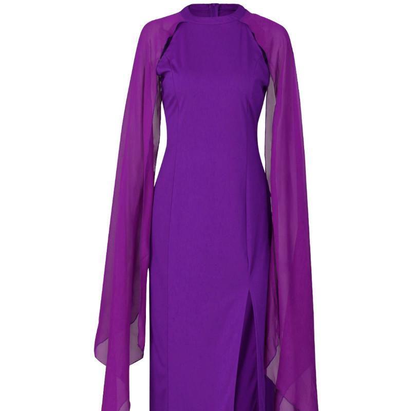 Womens Size Plus Chiffon Mosaic Dress Long Dress Atmosphere Dress Fan Female