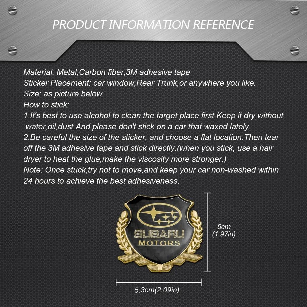 For Subaru Forester BRZ XV Impreza Tribeca WRX STI Legacy Outback Metal Logo Carbon Fiber Car Window Emblem Sticker Decoration Y14