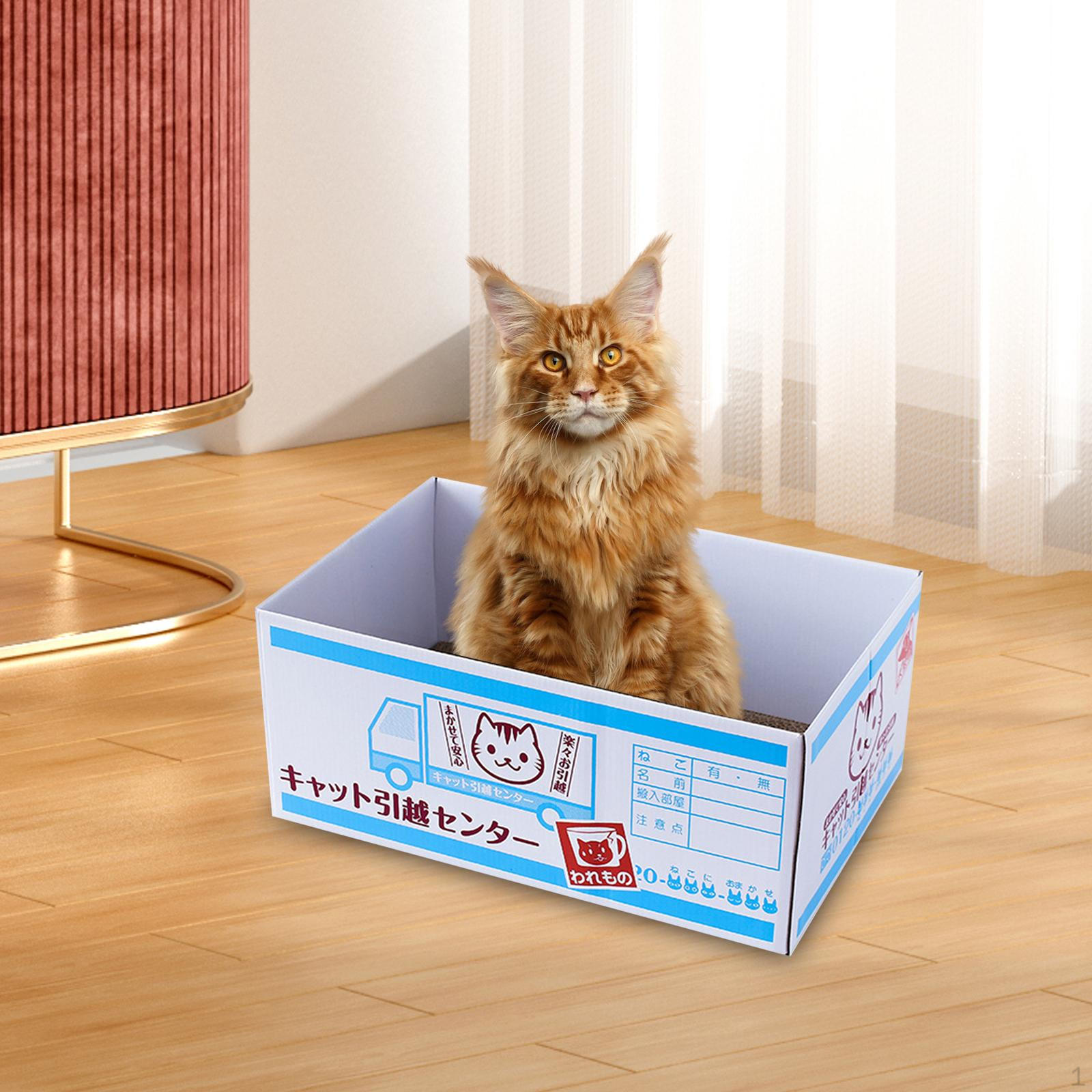 

Cardboard Cat Scratcher Box Scratch Pad Kitty Scratching Playing Sleeping Heavy Duty Catnips світло-синій колір