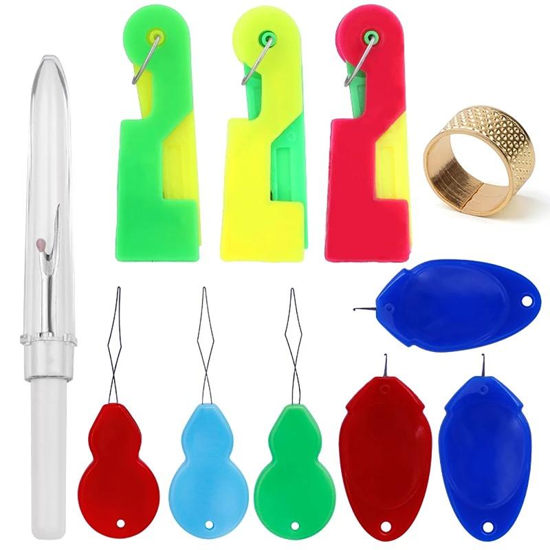 

9Pcs Sewing Machine Needle Threader with Seam Unpicker Thimble Quick Threading Aid Machine Needle Inserter for Stitching 1