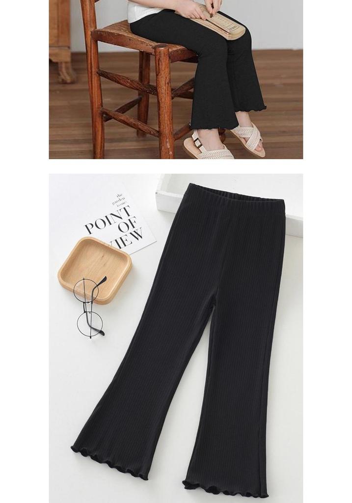 Ribbed Bell Bottom Pants for Infants and Girls - European and American Style, Four-Season Wear