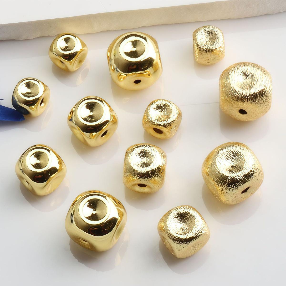 14K Gold Filled Frosted Square Spacer Beads for DIY Jewelry