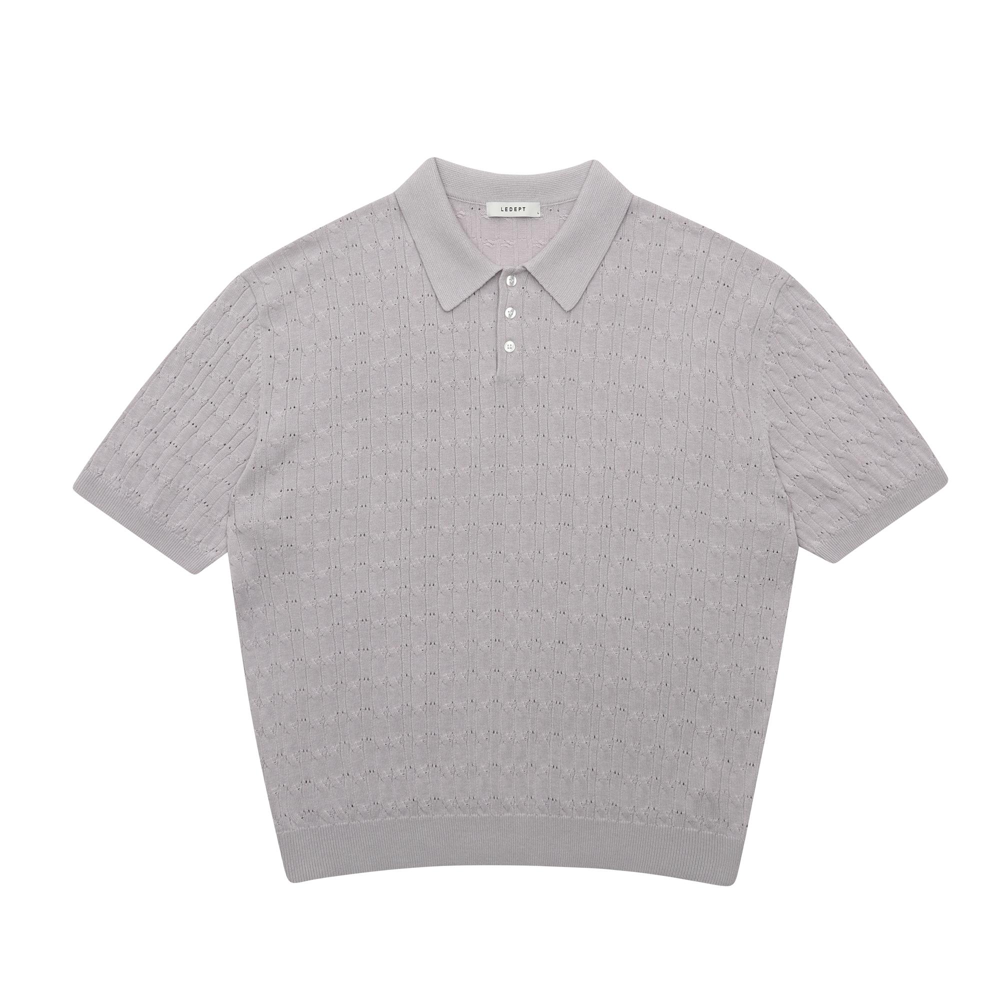 Le Dept Cotton Cable Cutout Collar Knit [Lavender] Lavender/S