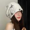 Coldproof Fleece Beanies Thickened Plush Pullover Hat Soft Butterfly Print Beanies  Outdoor