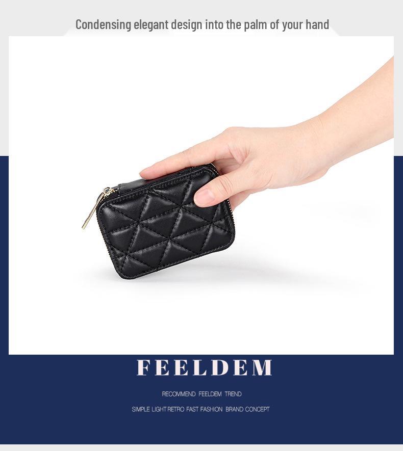 Ladies Genuine Leather Lipstick & Cosmetic Bag with Mirror, First Layer Cowhide, Small Zippered Storage, Versatile and Portable