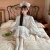 Ruth same style, autumn Korean version ins pure cotton retro small floral nightdress women's sweet lace girl long dress pajamas