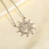 Vintage Stainless Steel Pendant Necklace for Unisex Exaggerated Shiny Sun Moon Geometric Necklace Elegant Party Jewelry Gifts