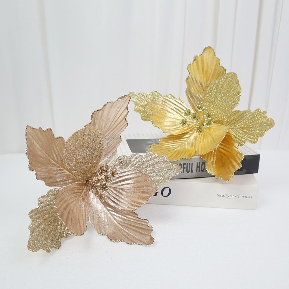 Glossy Fabric Christmas Tree Flowers Bright Color Christmas Tree Decoration  Store Display