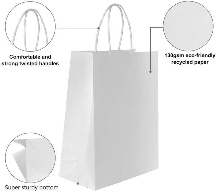 Pochette cadeau - gaoyong - paper bag with handlew-1 - 30 pièces - 130 gsm - dimensions 15x8x21 cm