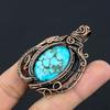 Tibetan Turquoise Pendant, 999 Copper Wire Wrapped Gemstone Jewelry, Handmade Pendant, For Thanksgiving