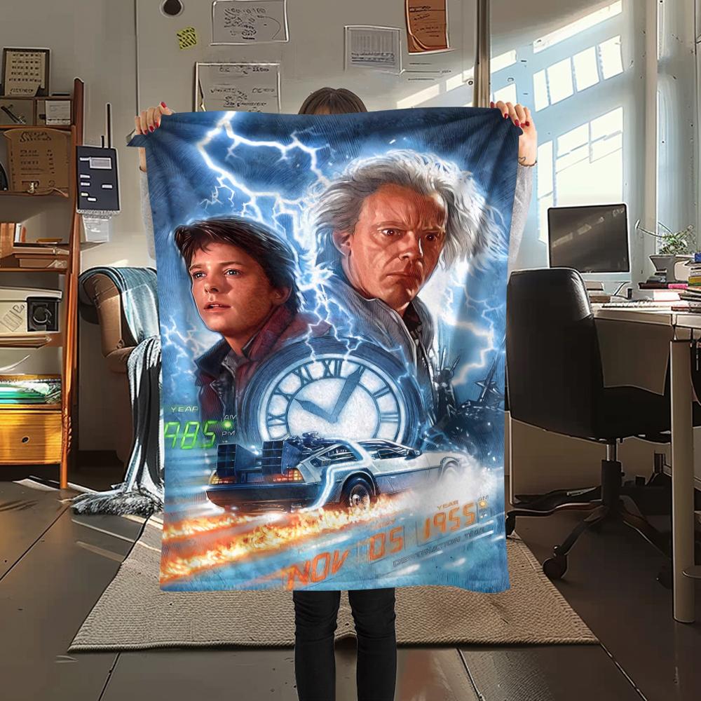 

1Pc Back to Future Print Flannel Blanket, High quality Comfortable for All Seasons, Home Decor, Warmth and Comfort, Perfect for Gifts 80cm x 120cm